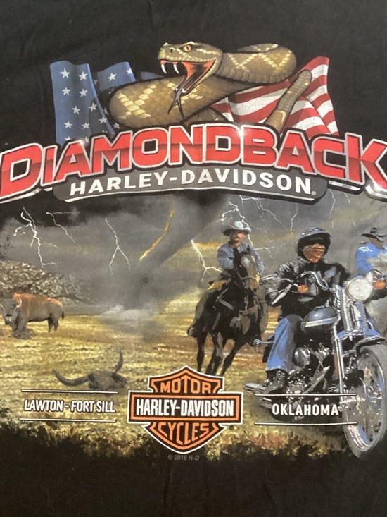 Harley-Davidson Black Pocket Tee with Orange & White Logo - Picture 6 of 7